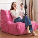 Bean Bag Chairs for Adults,Large Togo Chair,Comfy Bean Bag Couch, Dark Pink, Large, Teddy