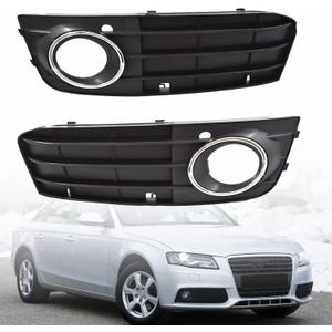 2Pcs Front Bumper Fog Light Cover Grilles Left and Right Side Replacement for A4 Regular Edition 2009-2012