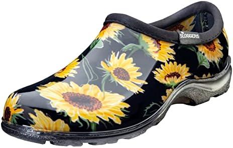 Sloggers Original Waterproof Rain and Garden Shoe for Women– Outdoor Slip-On Garden Clog - Made in The USA with Premium Comfort Insole and Arch Support (6W,  Sunflower Black)