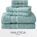 Nautica - Bath Towels, 100% Soft & Absorbent Cotton Towels, Fade Resistant and Zero Twist Construction, Medium Weight Bathroom Towels (Oceane Turquoise, 6 Piece)