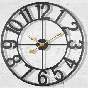 Large Outdoor Clock, Patio Decorative Wall Clock Silent Non Ticking Battery Operated, 24 Inch Modern Black Metal Clock for Pool Area, Living Room, Farmhouse, Kitchen