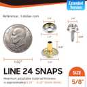 Hapden 105 Pcs Extended Version Canvas Snaps Kit, Heavy Duty Snaps, Stainless Steel for Fabric, Boat Cover, Tarps, DIY Projects Within 0.32, Cap Post is 0.43" Long