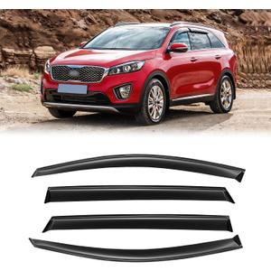 Window Visor for 2016-2020 Kia Sorento, Out-Channel Rain Guards Shields Vent Deflector Shade Wind Dark Smoke Ventshade Ventvisor for 16-20 Sorento 2017 2018 2019 16 17 18 19 20, Outside-Mount, 4PCS