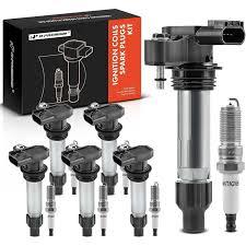 Yoshi Motors Ignition Coils Pack Platinum Spark Plugs Set Replacement For Buick Saturn Outlook Enclave Chevrolet Chevy Caprice Traverse Cadillac CTS SRX GMC Replacement for D515C C1555 5C1612