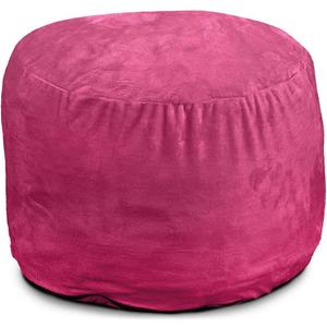 ULTIMATE SACK Bean Bag Chair Footstool Ottoman; Foam Filled Furniture, Machine Washable Covers, Double Stitched Durable Inner Liner, Multiple Colors & Fabrics. (Pink Fur)