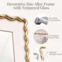 4x6 Wavy Picture Frame, Zinc Alloy Gold Frame, Tempered Glass | Decorative wave profile with included 3x5 mat, ideal for wedding photos, anniversaries, portraits, and elegant home dcor