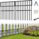 14 Panels Garden Fence Animal Barrier, Animal Barrier Fences No Dig Fence, 19.83ft(L) x 13in(H) Dog Fencing Rabbit Fences, 1.5in Spike Spacing Rustproof Metal Fences Border for Outdoor Yard