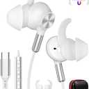 COOYA USB C Headphones Sports Wired Earbuds for iPhone 17 16, HiFi Stereo | 13mm Dynamic Driver Sweatproof Type-C in-Ear Earphones with Mic No Latency Game Ear Buds for Samsung S26 S25 S23 White
