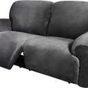 ULTICOR Extra Wide 75-100" 2 Seater Reclining Sofa Slipcover, Velvet Stretch 6-Piece, Soft Washable (Dark Grey)