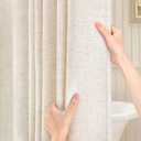 Awellife Beige Flax Linen Style Shower Curtain Set with 12 Durable Hooks - Cream Tan Fabric Textured Heavy Cloth Neutral Shower Curtains for Bathroom, 36 x 72 Inch (Small Stall 36" W x 72 L, Flax Linen)