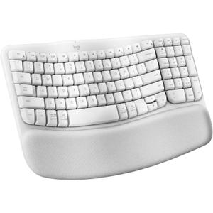 Logitech Wave Keys Wireless Ergonomic Keyboard with Cushioned Palm Rest, Comfortable Natural Typing, Easy-Switch, Bluetooth, Logi Bolt Receiver, for Multi-OS, Windows/Mac - Off White