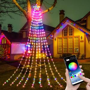 HOLYFUN 11ft Outdoor Christmas Decorations Light, 305 LED 203 Modes Lights, Outside Holiday Party Decor for Yard