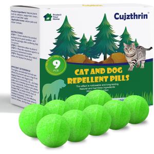 Natural Peppermint Oil Cat Repellent for Outdoor & Indoor Use, Keep Cats & Dogs Away from Yard, Garden & Furniture, 6-Month Protection, 9 Pack (L1)