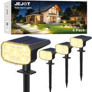 Solar Lights Outdoor Waterproof IP65, Super Bright LED, 3000K 2 Lighting Modes, Solar Powered Yard Garden Solar Spot Lights for Outside Landscape Auto On/Off -4 Pack
