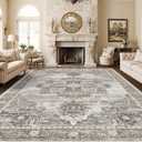 Living Room 10x14 Area Rugs - Washable Lightweight Area Rug Stain Resistant Carpet Vintage Soft Rugs for Bedroom with Non Slip Backing Indoor Ultra-Thin Rugs Home Decor 10x14 Grey