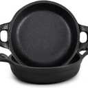 Ziliny Mini Cast Iron Skillets 5 x 5 x 1.3 Inch Cast Iron Pan Small Ramekin Set Black Casserole Dish Cookware Oven Safe Mini Skillets for Kitchen Indoor Outdoor Picnic (2 Pack)