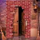 Preboun 78.7" x 47.2" Wizards Door Banner Signs Magical Wizard Door Banner Sign Red Brick Wall Backdrop Decorations Christmas Hanging Porch Backdrop for Christmas Birthday Party Supplies(Classic)