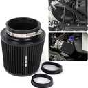 3" 3.5" 4" Inlet Car Replacement Cold Air Intake Filter 76mm 89mm 102mm 3 Sizes in 1 High Flow Performance Cone Air Filter (Black)