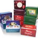 32 Pack Christmas Cookie Boxes for Gift Giving, Small Christmas Cookie Tins Holiday Bakery Treat Boxes with Window, Food Packaging Containers for Bakery Cookies Cake Candy Soap Packaging