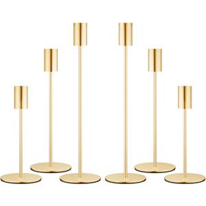 zeochyni Set of 6 French Gold Taper Candle Holders Candlestick Holders, Decor Candle Stick Candle Holder for Table or Mantel Centerpiece, Wedding, Dinning, Party Home Decor
