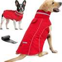 Doglay Waterproof Dog Coat, Reflective Dog Winter Jacket with Pocket & Turtleneck, Warm Puppy Snow Jacket for Small Medium Large Dogs - Red, L