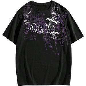 SOLY HUX Men's Graphic T Shirts Short Sleeve Crew Neck Tees Gothic Tops Streetwear (M)