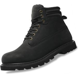 SAFETY LOONG Men's Soft Toe Work Boots, Slip Resistant Comfort Durable Industrial Hiking Rubber Outsole Work Safety Boots Black 10 Wide