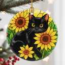 8 x Christmas Ornament, Christmas Decoration, Ceramic-Style Black Cat Ornament, Heirloom Keepsakes, Holiday Ornaments, Holiday Presents, Unique Xmas Gifts, Gift Exchange Ornaments, Gift Idea