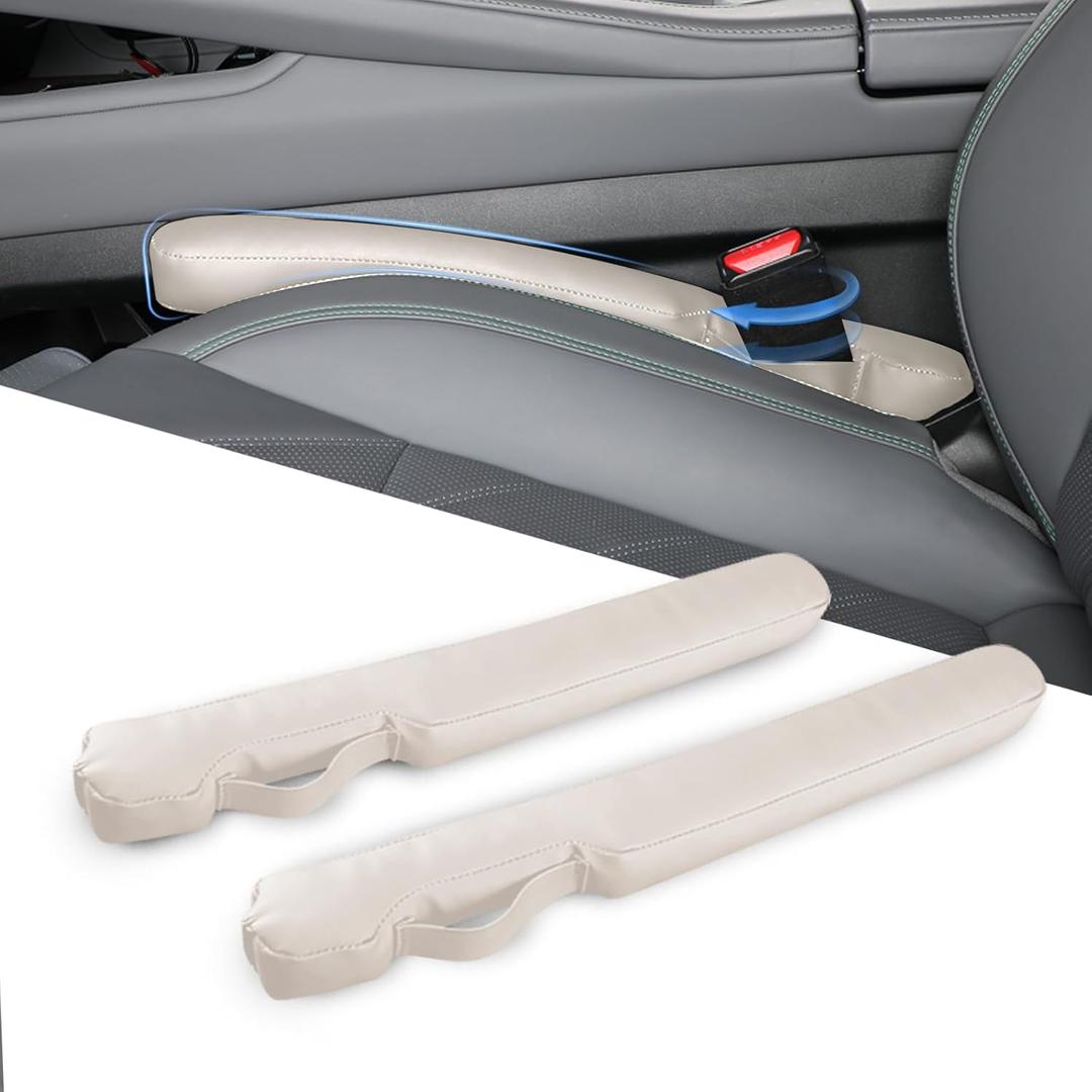Homaupt Leather Car Seat Gap Filler Universal for Car Truck SUV to Block The Gap Between Seat and Console Stop Things from Dropping 2 Packs Beige