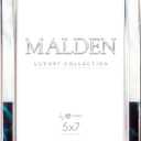 Malden International Designs 5x7 Two Tone Marbled Metal Picture Frame White Emerald Green Shiny Silver Finish