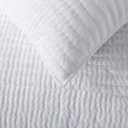 WDCOZY Velvet Queen Size Quilt Set - White Striped Pick Stitch Soft Lightweight Bedspread, Channel Farmhouse Country Rustic Coverlet, Modern Bedding Warm Thin Comforter, 3 Pieces