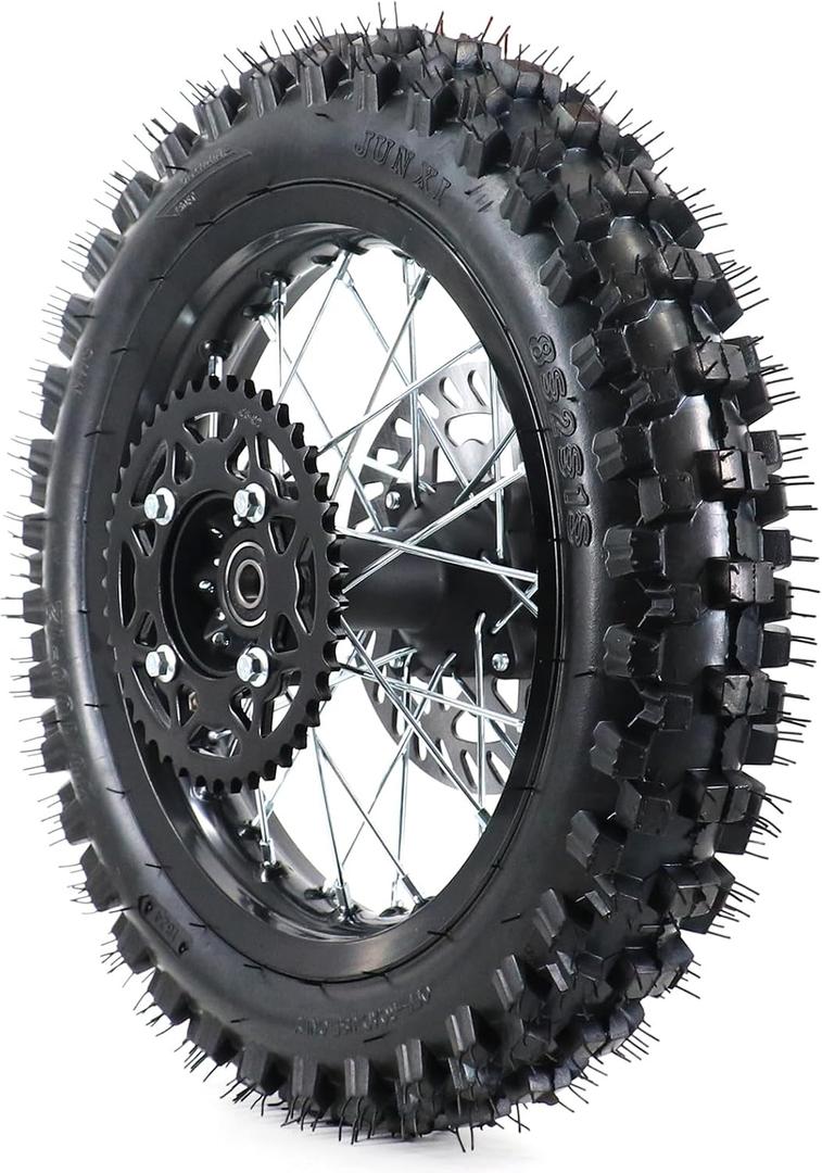 90/100-14 3.00-14 Tire Tube,14" Rear 15mm Axle Rim Wheel With Brake Rotor and 428 41T Sprocket For 110cc pit bike Apollo 125CC SSR 150 cc Tao Kayo TSD 110 TD 125