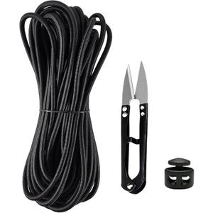 Black Elastic Cord 2mm Elastic String for Bracelets, Heavy Stretch Round String Elastic for Jewelry, Stretch Round String Elastic Cord for DIY Crafting Sewing