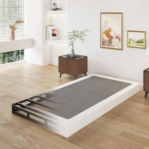 3 Inch Twin Box Spring Low Profile, Heavy Duty Metal Box Spring Twin Bed Base with Fabric Cover, Mattress Foundation, Noise Free, Easy Assembly
