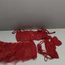 Avidlove Sexy Lingerie Sets Chain Linked Lingerie Set with Underwire Bond Corset Skirt Lingerie & Arm Sleeves & Thong (A Wine Red)