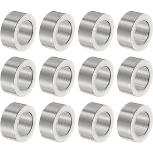 uxcell 12pcs Stainless Steel Spacer 10.2mm Bore x 16mm OD x 8mm Length Screw Bushing Plain Finish Round Metal Spacer for M10 Screws Bolts and Rods