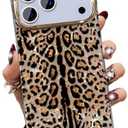 AuroiCCY for iPhone 17 Pro Max Case,Luxury Sparkle Cute Translucent Clear Vintage Cheetah Leopard Print Soft Silicone Cover for Girls Women Protective Phone Case for iPhone 17 Pro Max, Brownness