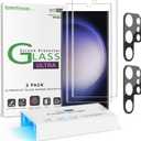 amFilm 2+2 Screen Protector Compatible with Samsung Galaxy S23 Ultra Tempered Glass and Camera Lens Protector 5G 6.8 inch, Fingerprint Sensor Compatible, UV Gel Adhesive Installation(2 Pack)