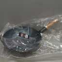 YOSUKATA 13.5 Blue Carbon Steel Wok Pan  Pre-Seasoned Flat Bottom Wok Compatible with open fire, gas, electric, ceramic, induction cooktops -Traditional Chinese Pan for Stir Fry, BBQ, Grill, Camping