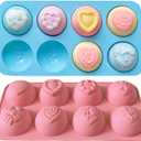 2PCS Valentine Chocolate Molds Round Heart Silicone Mold Non-Stick Love Rose Silicone Chocolate Bomb Molds for Baking Chocolate,Mini Cakes,Candy,Gummy, Ice Cubes