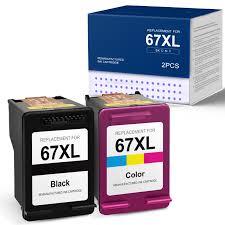 Printer Ink， 67 XL Compatible Ink Cartridge,Compatible for HP 67XL Envy 4140 4152 4155 4158 1225 2732 2752 1225 2774 6052 6055 Printer,for Ink Cartridges(2 Black)