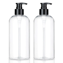 KREMORV Plastic Pump Bottles Dispenser 16oz/500ml Colorful Clear Plastic Bottles 3 Pack Empty Refillable Pump Bottle for Body Wash, Liquid Soap, Massage Oil