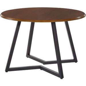 OSP Home Furnishings Metro Mid-Century Modern Round Dining Table with Black Metal Base, 45-inches, Oak Veneer Top