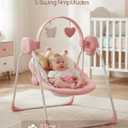 Baby Swings for Infants, Baby Girl Swing for Newborn, Portable Infant Swing with Music, Adaptable Speed, Timing, Soft Cushion, 0-9 Months 20 lbs(Pink)