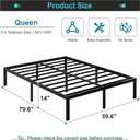 Maenizi 14 Inch Metal Bed Frame Queen Size No Box Spring Needed, Heavy Duty Platform Support Up to 3000 lbs, Easy Assembly, Noise Free, Black