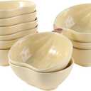 Kolewo4ever 12 Pieces Thanksgiving Bowls Ceramic Pumpkin Bowl 6 Ounces Ramekins Small Pumpkin Shaped Bowls Dinnerware Decoration for Fall Thanksgiving Serving Dip, Sauce, Condiments,Snack (Yellow)