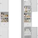 ChooChoo Bathroom Storage Cabinet with Adjustable Shelves, Tall Storage Cabinet with 2 Doors and 1 Drawer, Freestanding Cupboard for Small Spaces, White, 11.8 Inches Wide