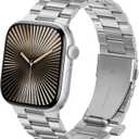 Anlinser No Tool Needed Bands Compatible with Apple Watch Band 42mm 41mm 40mm 38mm for Women Men, Stainless Steel Metal Strap Designed for Series 11 10 9 8 7 6-1 SE (Silver)