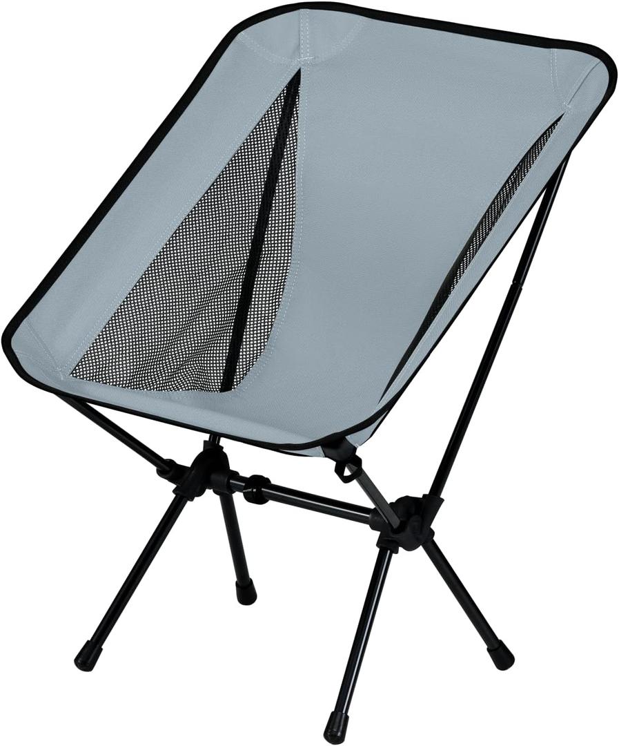 Lightweight Portable Essential Compact Camping Chair,Sturdy with X-Frame,120kg Capacity,Foldable with Carry Bag,Quick Setup for Outdoor,Hiking,Beach,Backpacking (Glacier Gray)