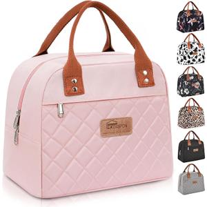 HOMESPON Insulated Lunch Bag for Women Men Adults Lunch Tote with Front Pocket Lunch Box Container Cooler Bag for Work Picnic (Pink)